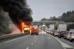 A9 fermée après un incendie : circulation et impacts en Anjou