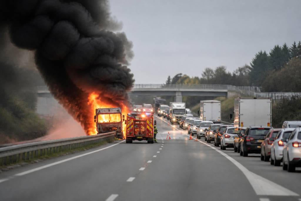 A9 fermée après un incendie : circulation et impacts en Anjou